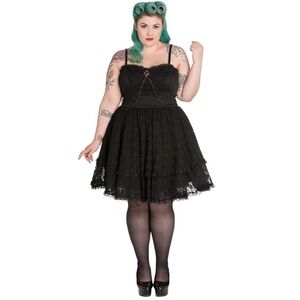 Spin Doctor Plus Size Black Gothic Lace Vampire Zylphia Mini - Size 14